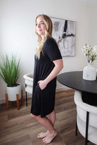 Black Beauty Nightshirt V Neck With Pockets Bamboo