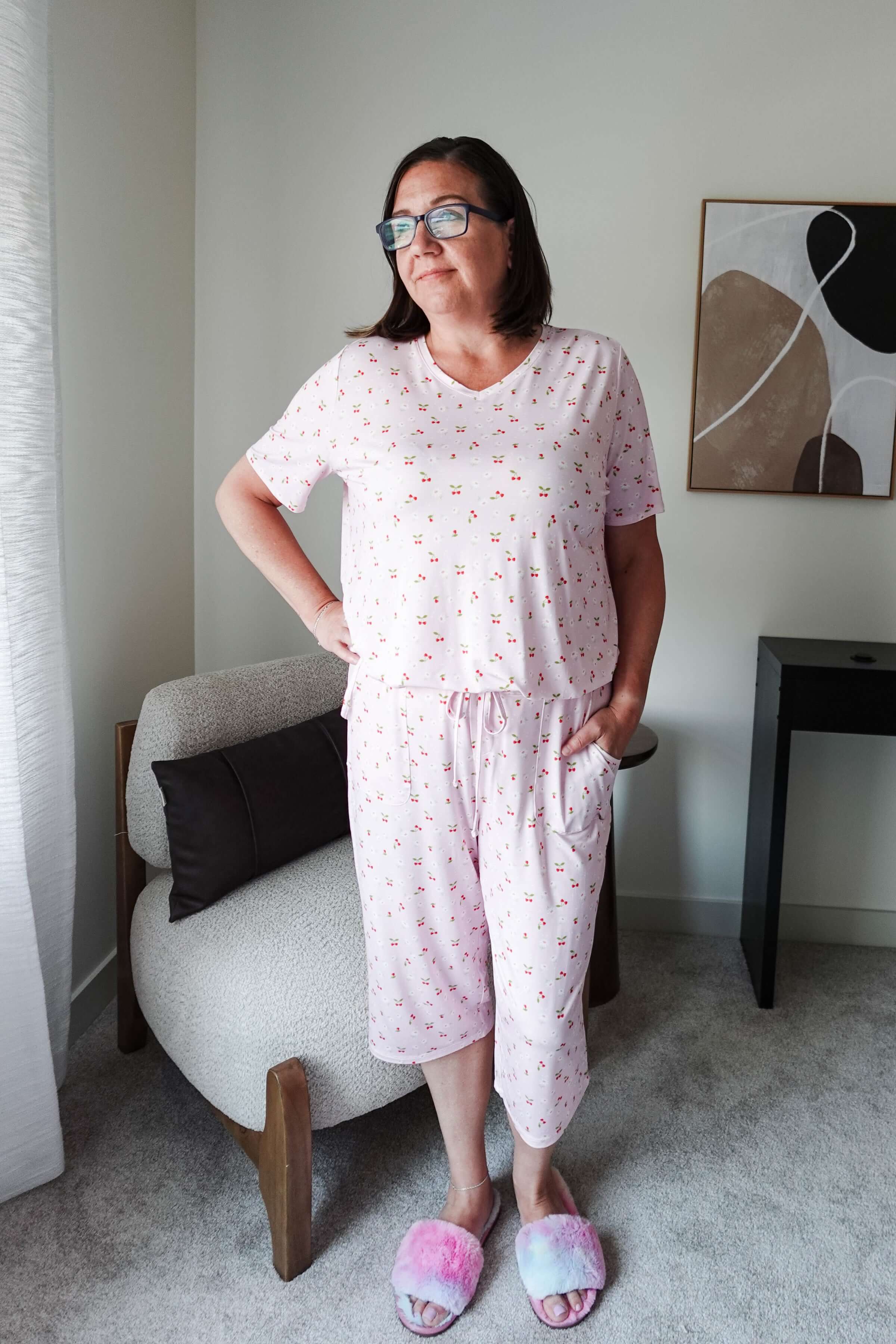 Short Sleeve Tee/Capri - Bamboo | Pink Cherries