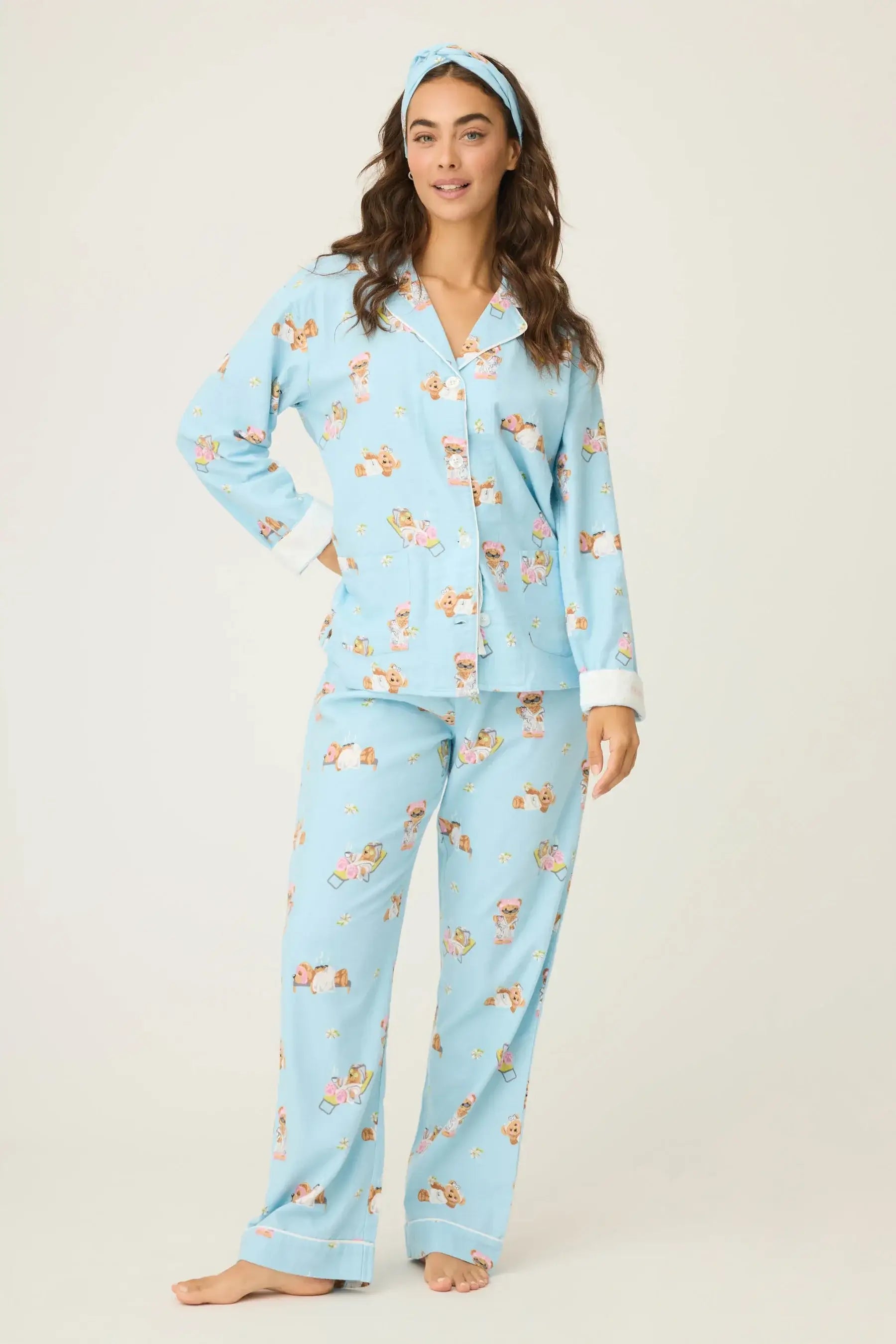 women's ice blue bear pj flannel set pj salvage