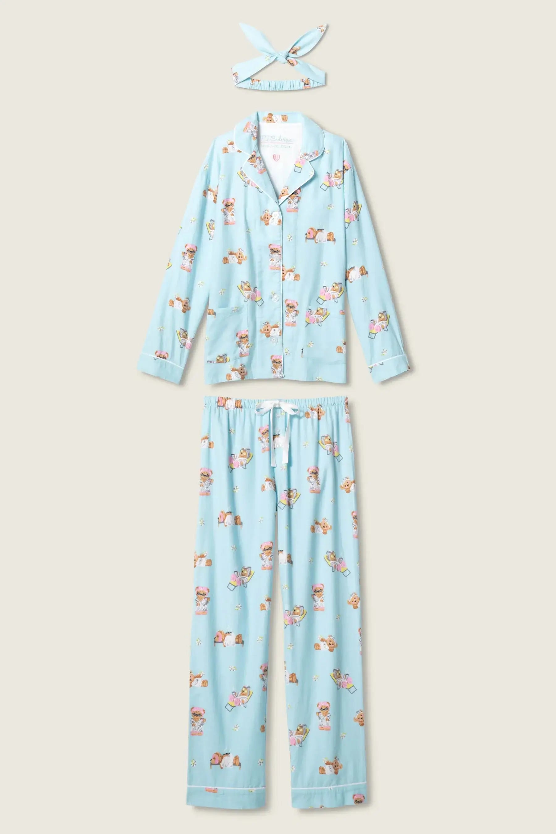 women's ice blue bear pj flannel set pj salvage