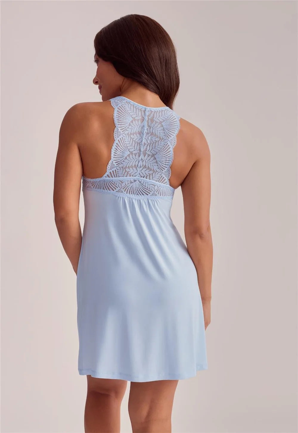 Fleur't Belle Epoque Full Bust Chemise Heaven T-back lace panel detail — Cloud Nine Pajamas