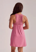 Fleur't Belle Epoque Full Bust Chemise Lipstick T-back lace panel detail — Cloud Nine Pajamas