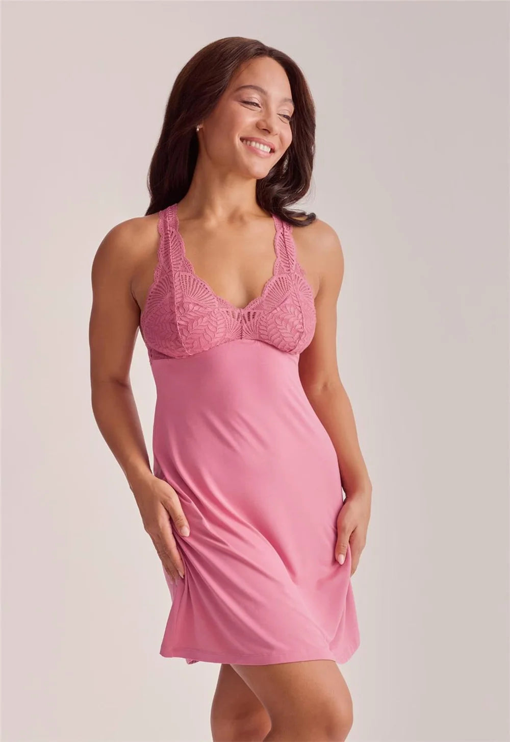 Fleur't Belle Epoque Chemise Lipstick modernised lace front bodice detail — Cloud Nine Pajamas