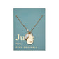 Birthstone Charm Necklace in 14k Plated Gold featuring a pearl and 'LOVE' charm on a blue card by Foxy Originals.