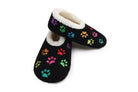 Snoozies Mini Embroidery Slipper Socks Mini Paws Black embroidered paw prints side view — Cloud Nine Pajamas Edmonton
