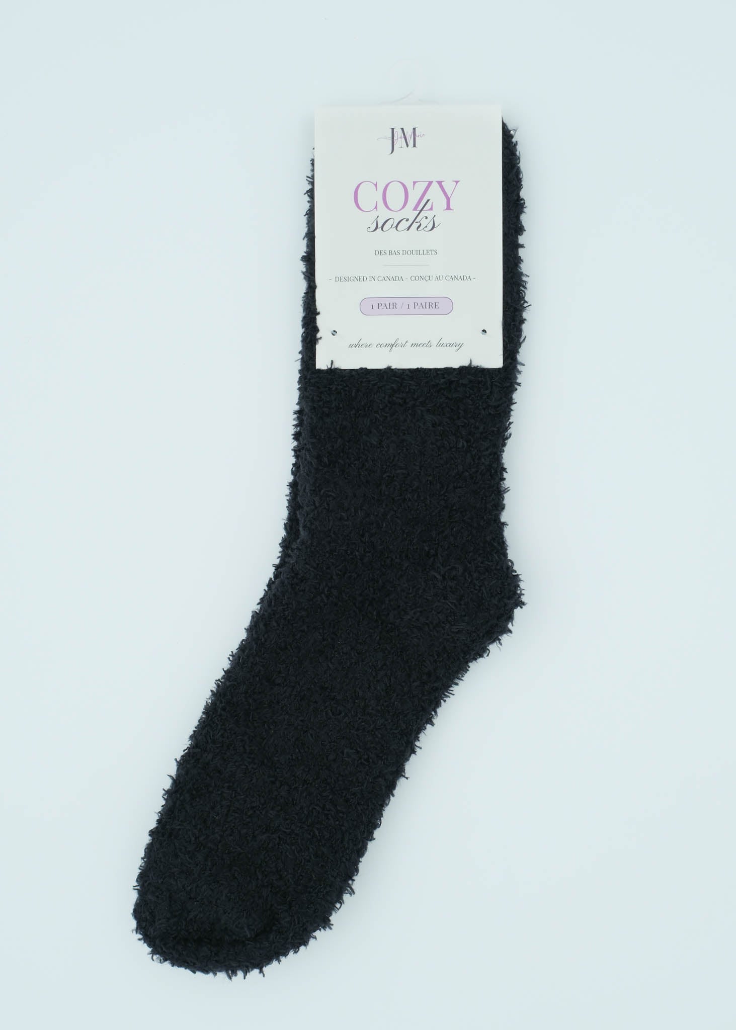 Lounge by Jan Marie Cozy Cloud Spa Socks Black plush slouch sock — Cloud Nine Pajamas Edmonton