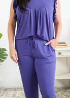 Georgia Rylan Blueberry jogger pant drawstring waist and banded ankle cuff — Cloud Nine Pajamas