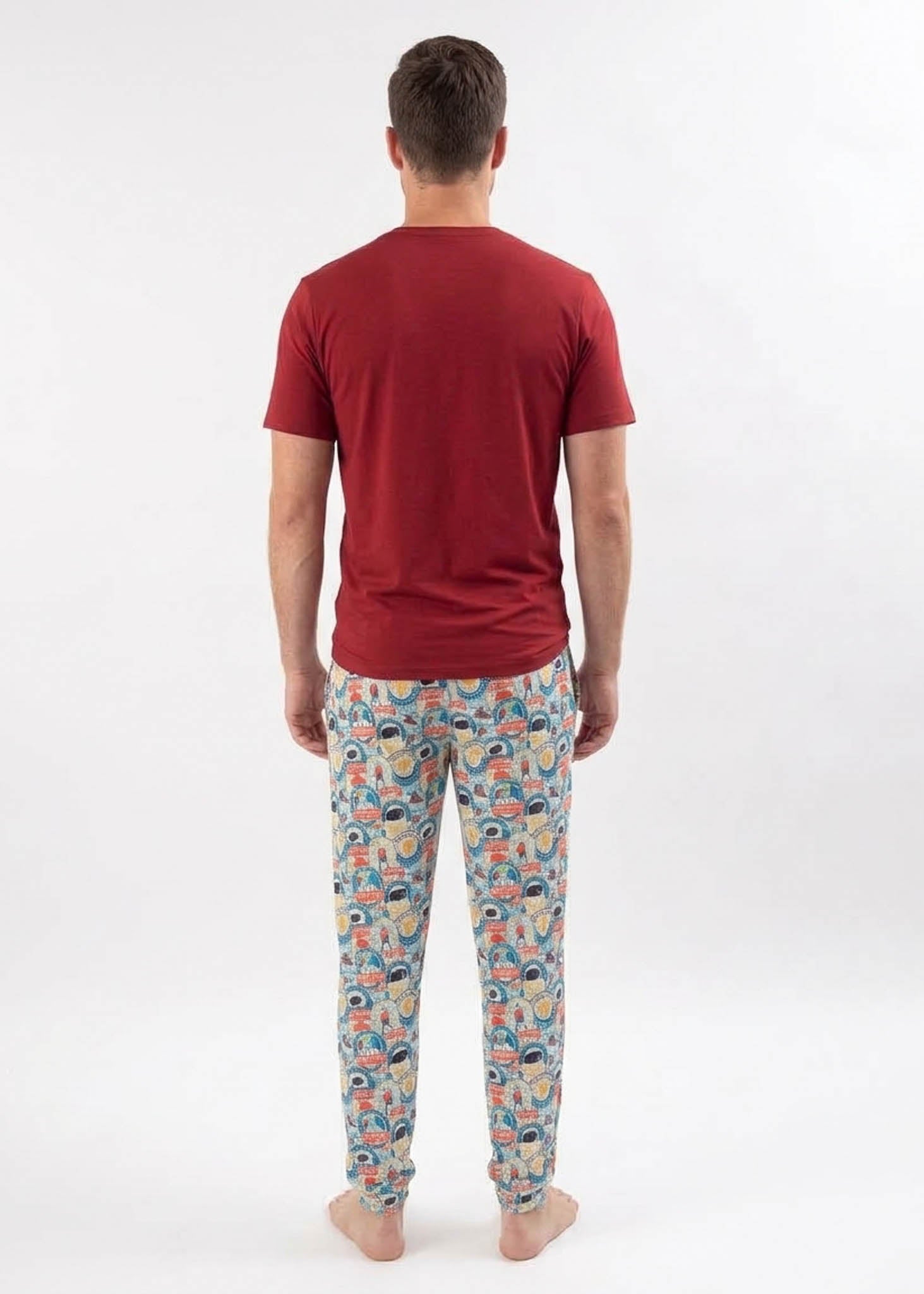 Bob's Sleepwear Co. Hockey Club Bamboo Jogger Pant men's back view — Cloud Nine Pajamas Edmonton