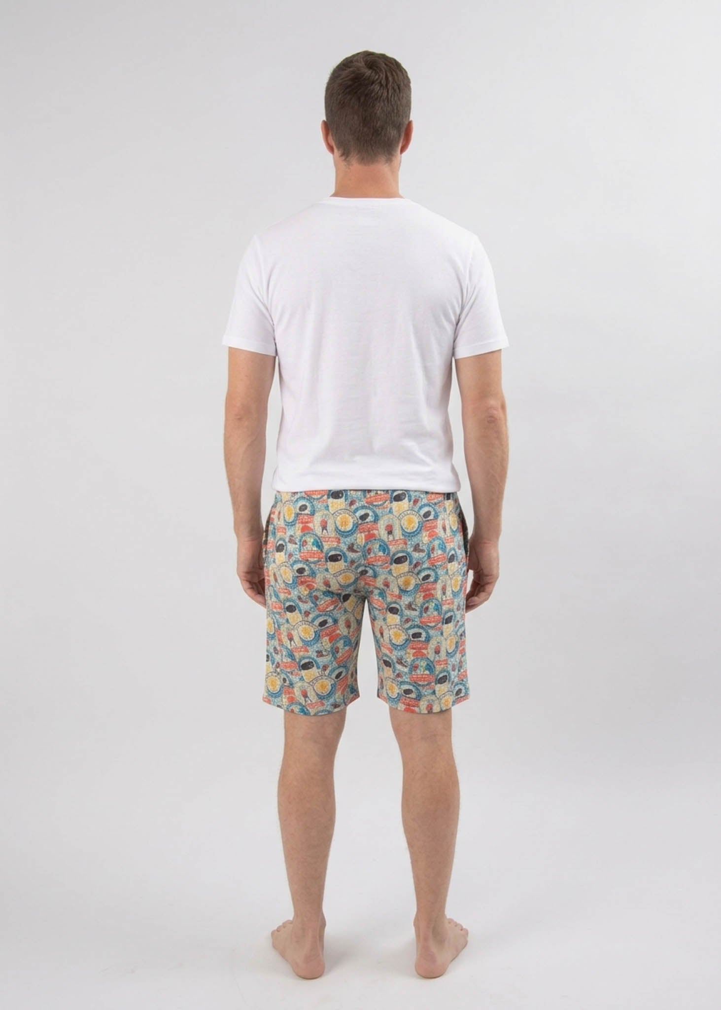 Bob's Sleepwear Co. Hockey Club Bamboo Sleep Shorts back view — Cloud Nine Pajamas Edmonton