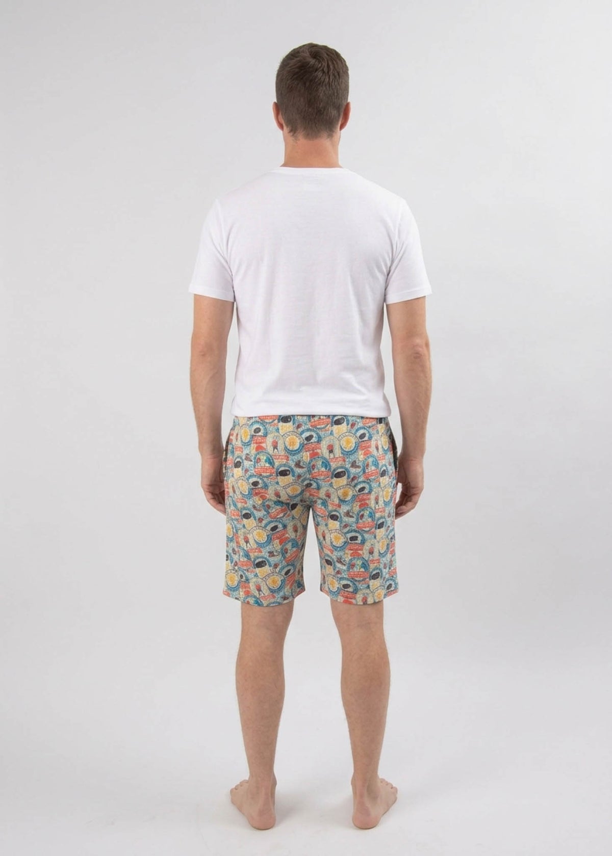 Bob's Sleepwear Co. Hockey Club Bamboo Sleep Shorts back view — Cloud Nine Pajamas Edmonton