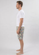 Bob's Sleepwear Co. Hockey Club Bamboo Sleep Shorts side view showing pockets — Cloud Nine Pajamas Edmonton