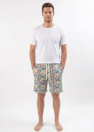 Bob's Sleepwear Co. Hockey Club Bamboo Sleep Shorts men's front view knee length — Cloud Nine Pajamas Edmonton