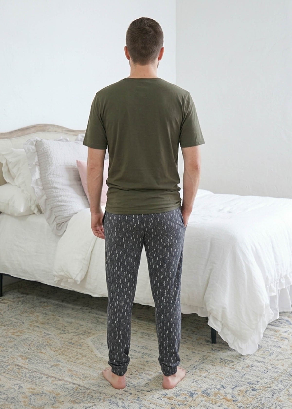 Bob's Sleepwear Co. Trees Bamboo Jogger Pant charcoal back view — Cloud Nine Pajamas Edmonton
