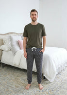 Bob's Sleepwear Co. Trees Bamboo Jogger Pant charcoal men's front view — Cloud Nine Pajamas Edmonton