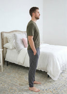Bob's Sleepwear Co. Trees Bamboo Jogger Pant charcoal side view — Cloud Nine Pajamas Edmonton