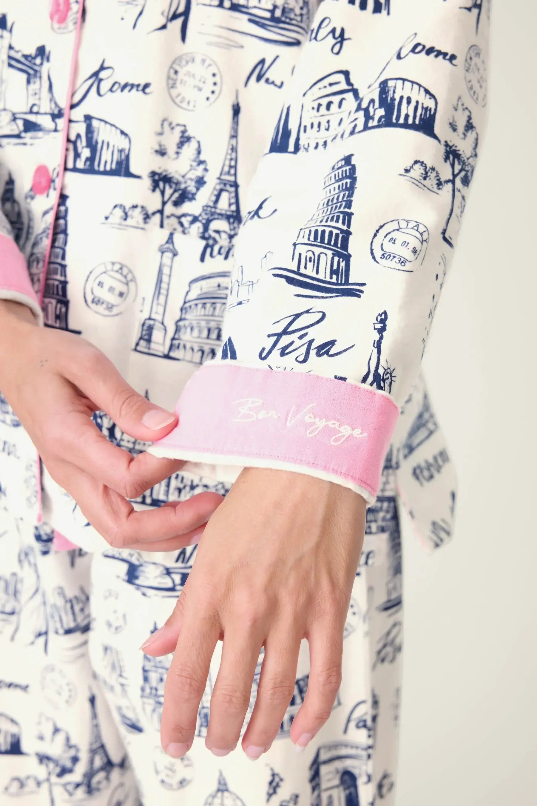 womens white flannel city travel print pj set pj salvage