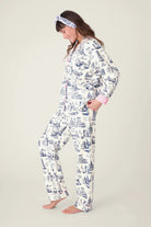 womens white flannel city travel print pj set pj salvage