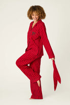 PJ Salvage Bow Icon Flannel Set model side view — Cloud Nine Pajamas Edmonton