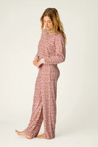 PJ Salvage Boyfriend Boxer Leopard PJ Set model side view — Cloud Nine Pajamas Edmonton