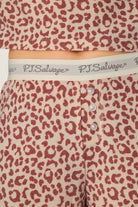 PJ Salvage Boyfriend Boxer Leopard Set logo elastic waistband button detail — Cloud Nine Pajamas