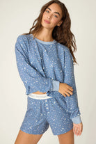 Boyfriend Boxer Moon & Stars PJ Short Set | Peachy Soft Waffle Knit | PJ Salvage women's relaxed pj set with shorts and boxer style shorts with pj salvage printed waistband