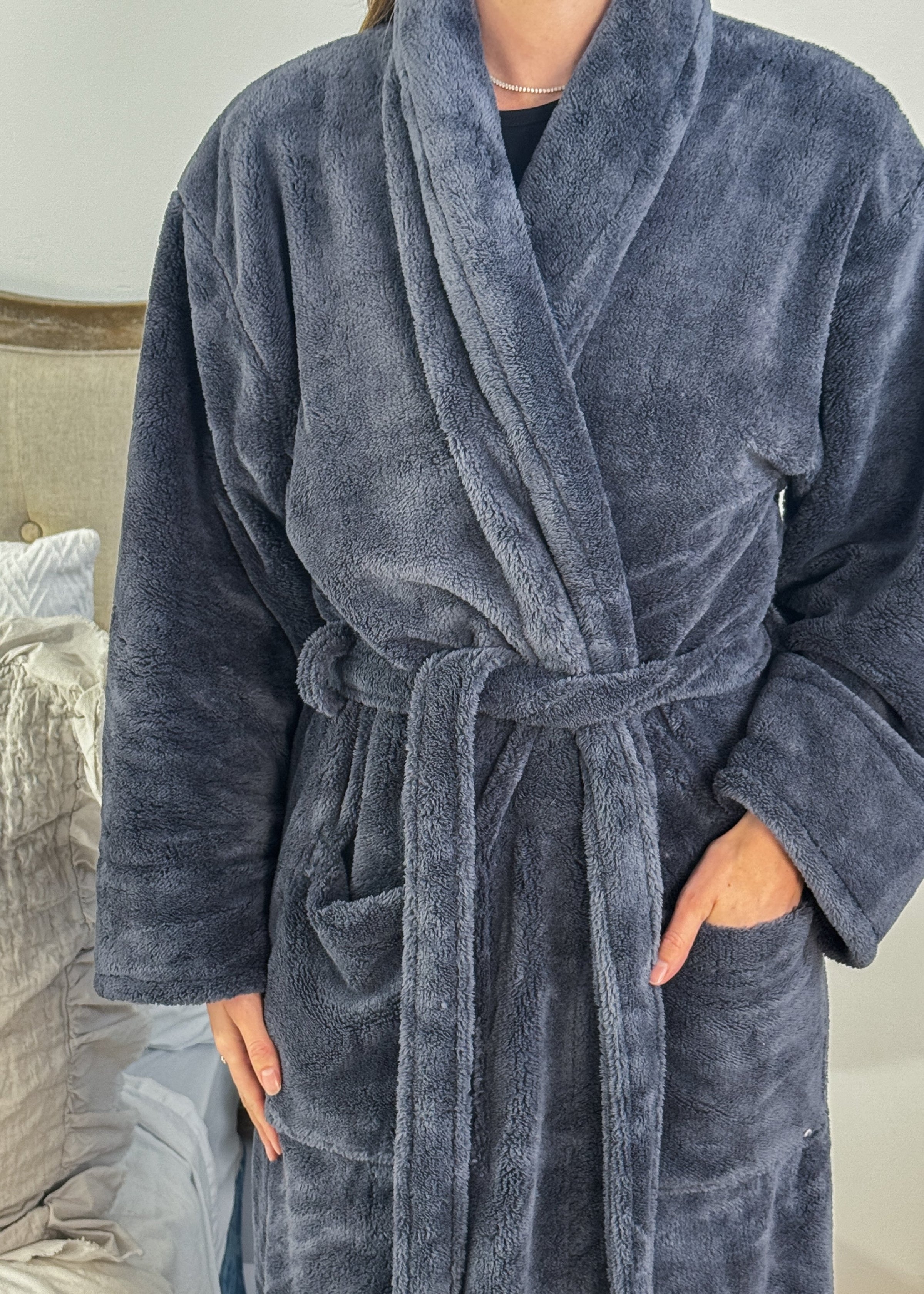 women's cozy spa robe charcoal warm buddy