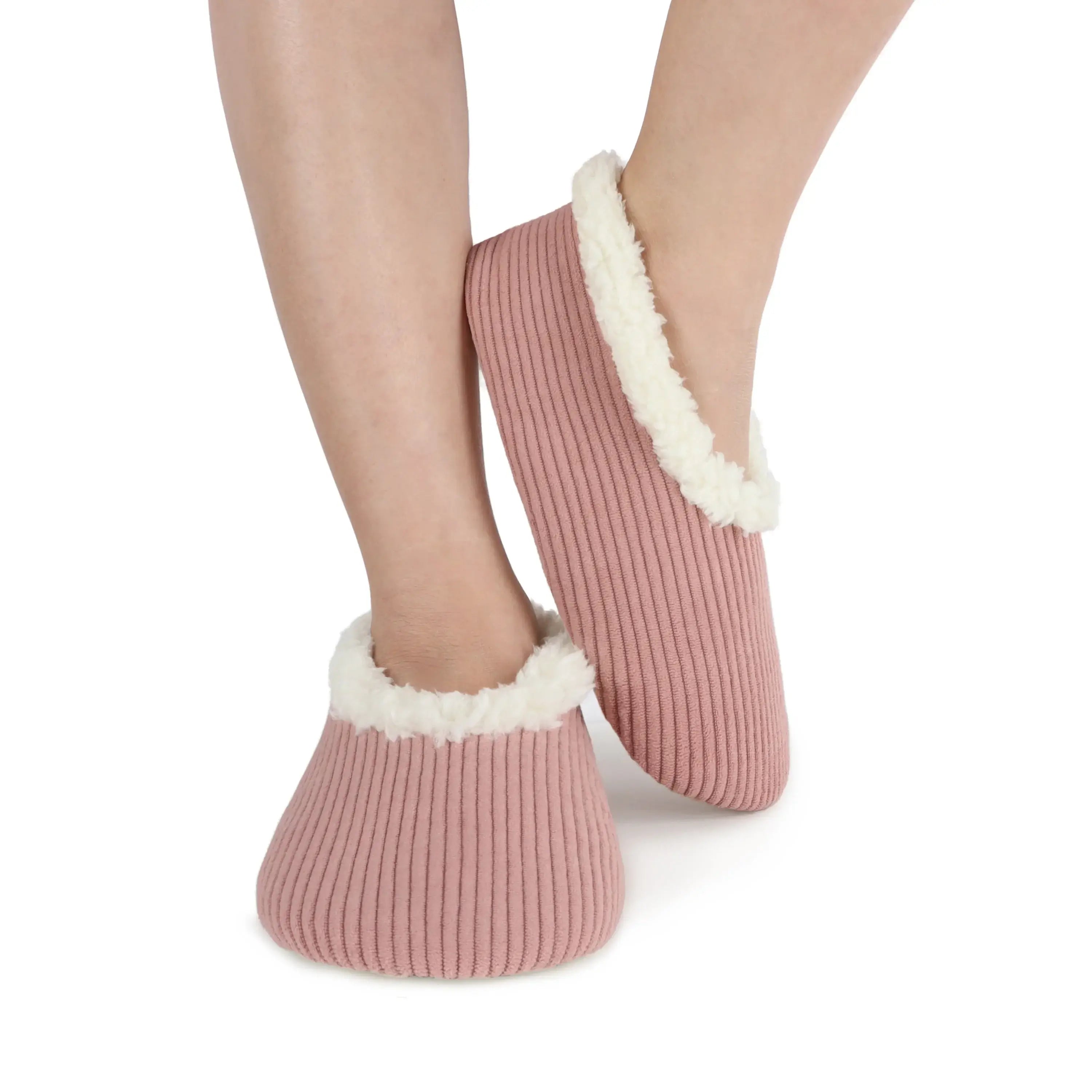 Snoozies Plush COZY Slipper Socks cozy corduroy peach