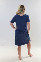 women's Denim Blue V Neck Bamboo Nightshirt in bamboo - Georgia Rylan