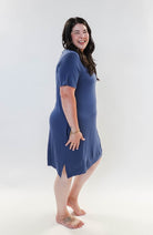 women's denim blue casual t shirt dress nightgown in bamboo - Georgia Rylan