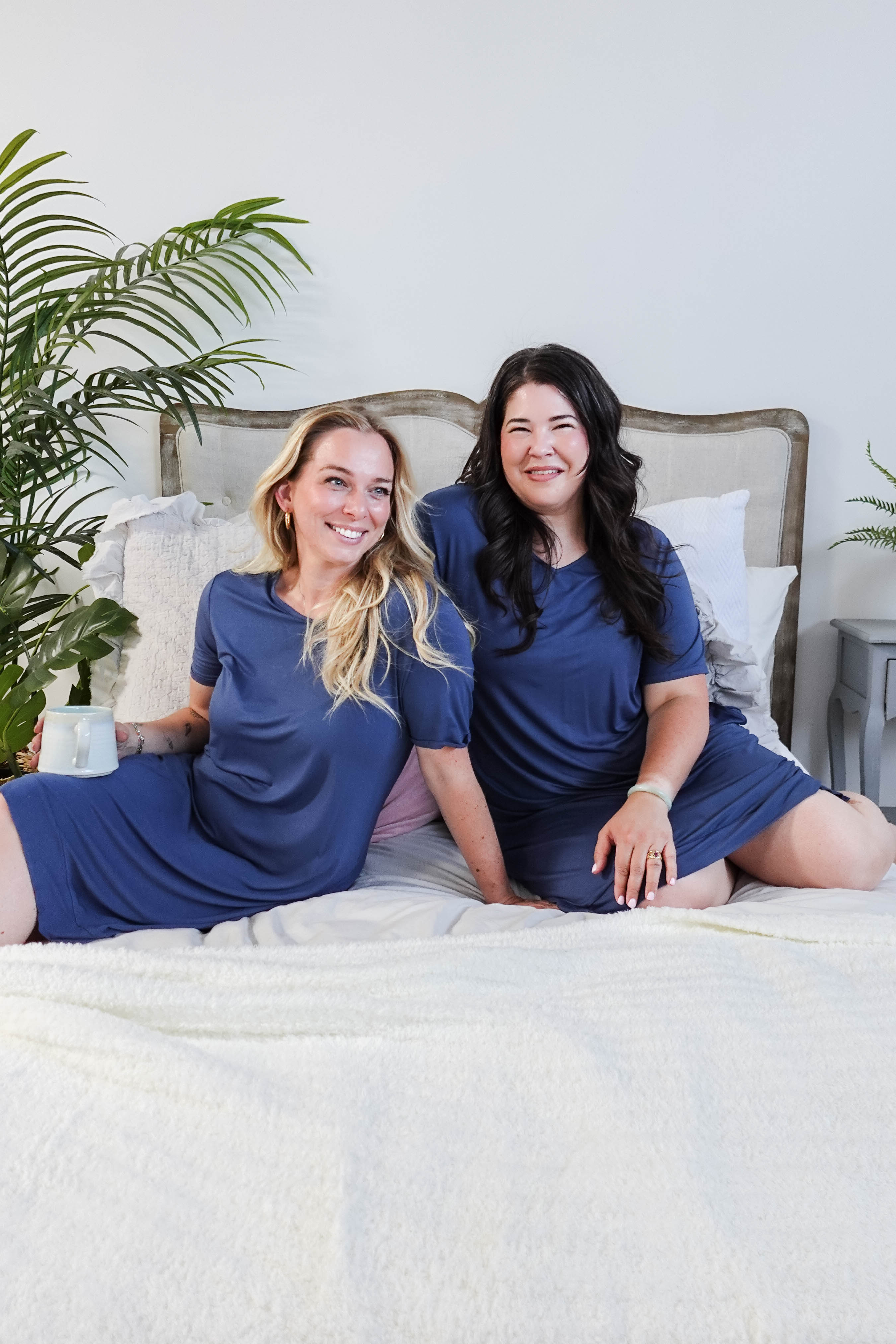 women's denim blue casual t shirt dress nightgown in bamboo - Georgia Rylan