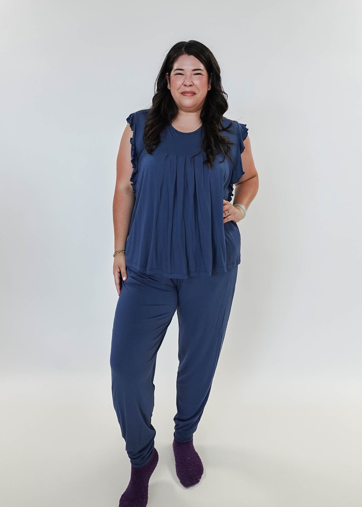 Denim Flutter Jogger Bamboo Pajama Set GEORGIA RYLAN – Cloud