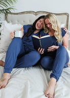 Denim Flutter Jogger Lounge PJ Set Bamboo women's denim blue lightweight bamboo loungewear set top and jogger Georgia Rylan