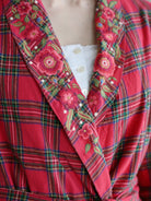 April Cornell Fireside Robe hand-guided floral embroidery lapel detail — Cloud Nine Pajamas