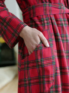 April Cornell Fireside Red Plaid Robe full length model sash belt view — Cloud Nine Pajamas Edmonton