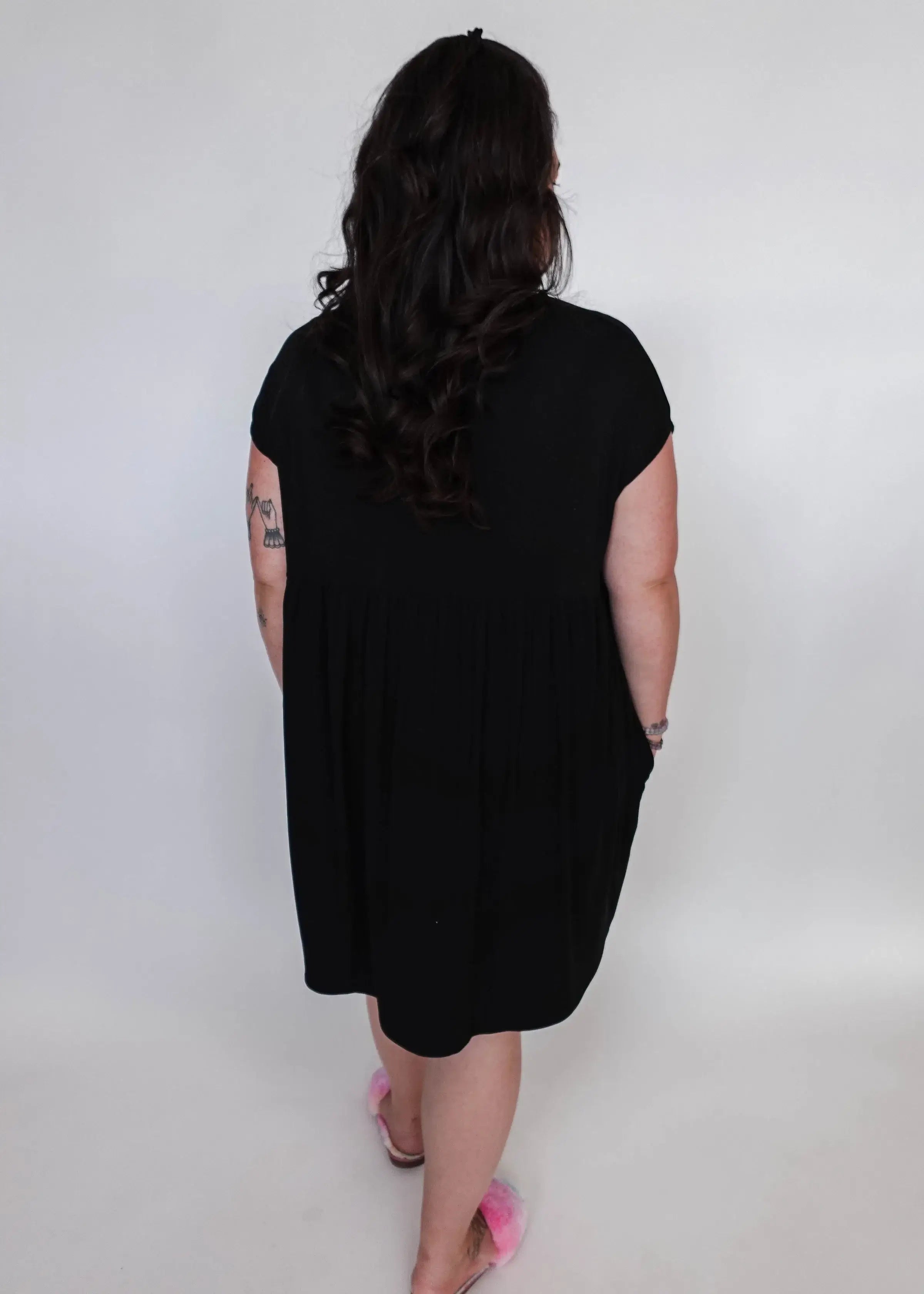 Dress Pleated with Pockets - Bamboo | Black Beauty