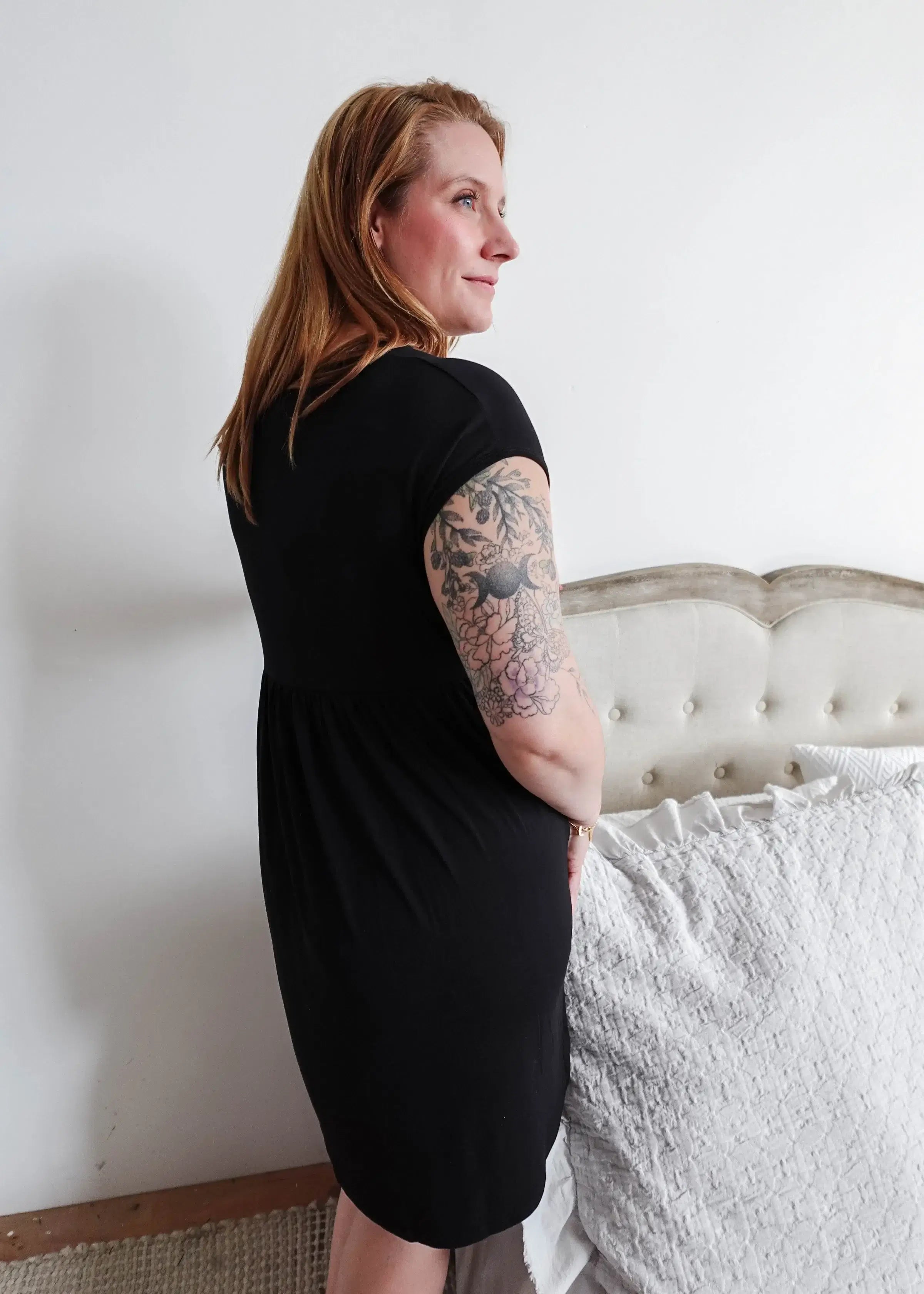 Dress Pleated with Pockets - Bamboo | Black Beauty