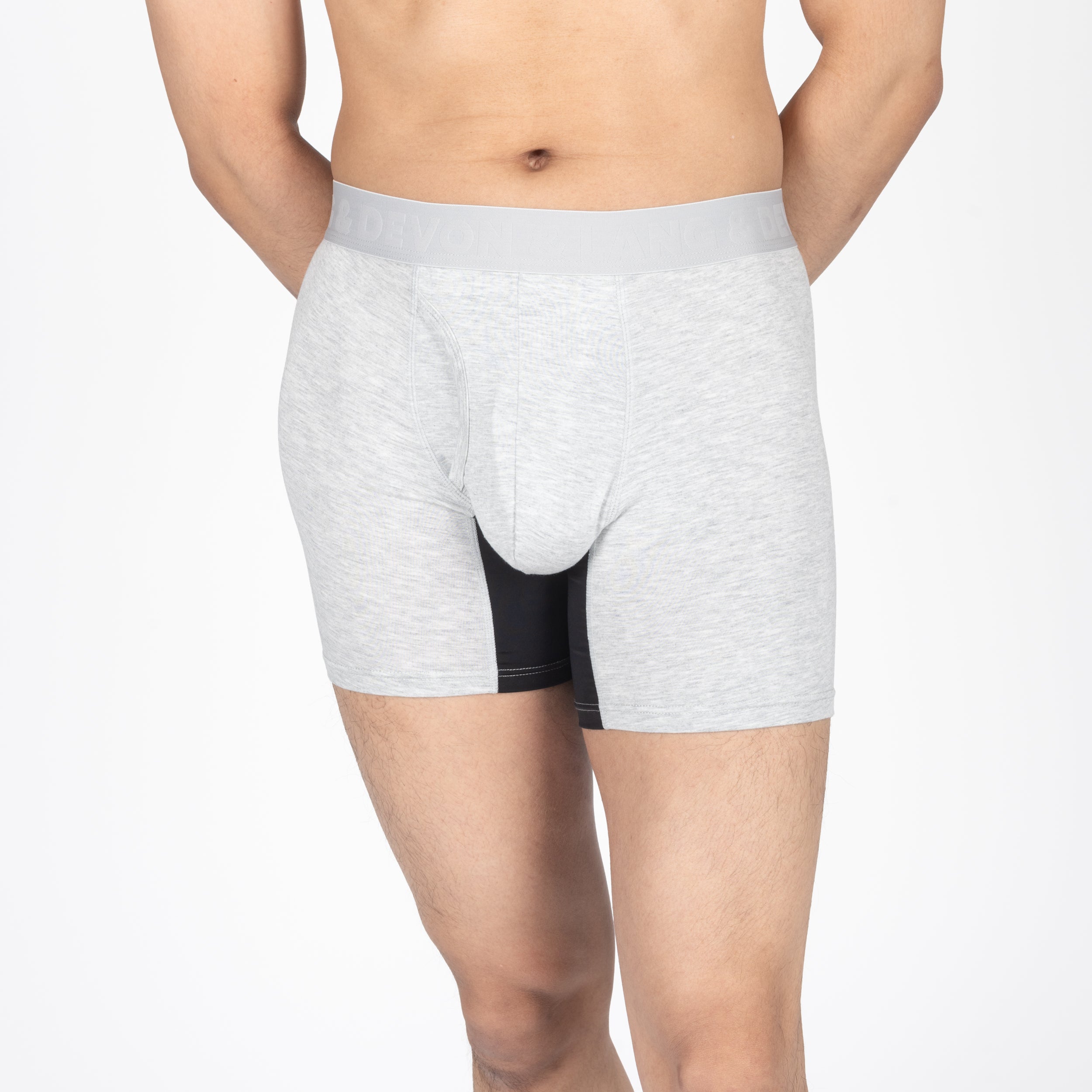 Devon + Lang Journey Boxer Brief Heather Grey shown on model
