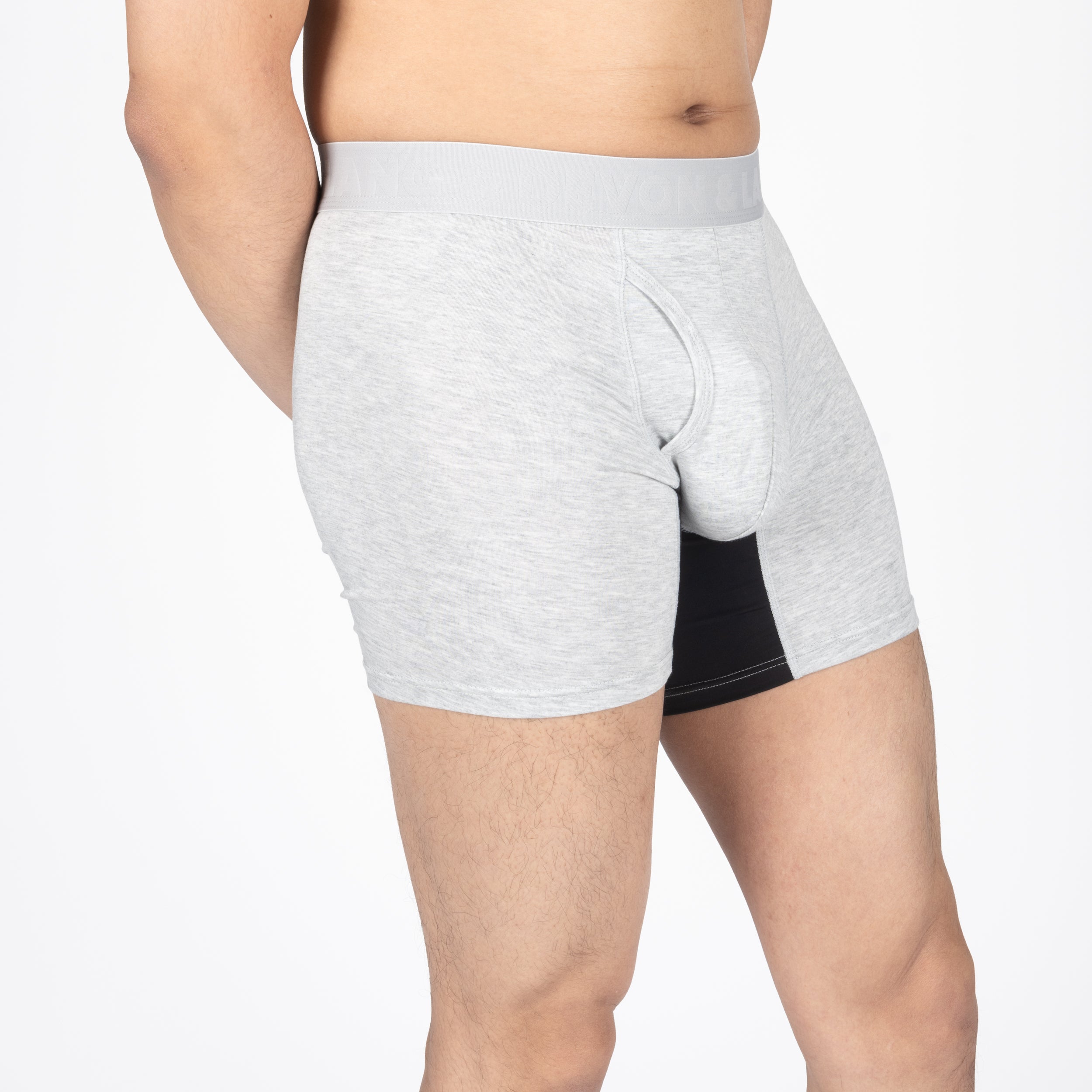 Devon + Lang Journey Boxer Brief Heather Grey shown on model