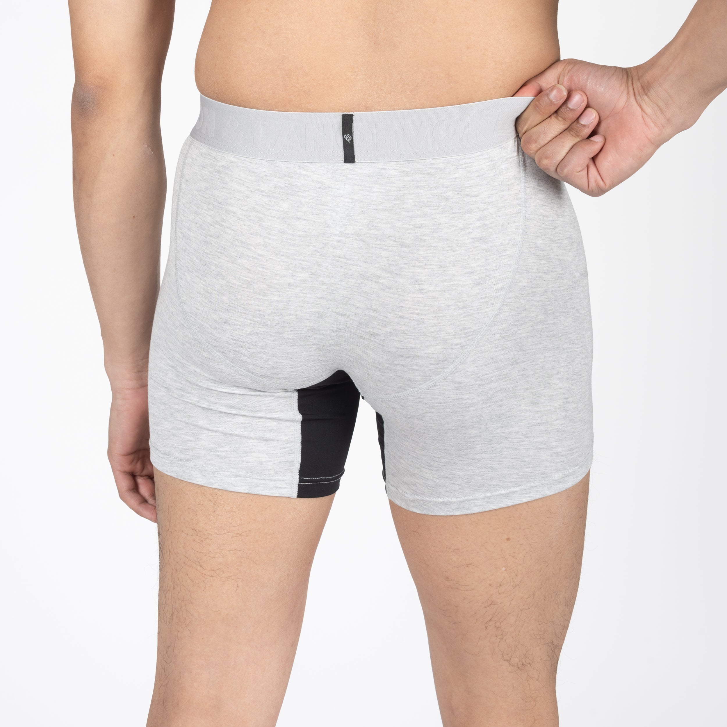 Devon + Lang Journey Boxer Brief Heather Grey shown on model