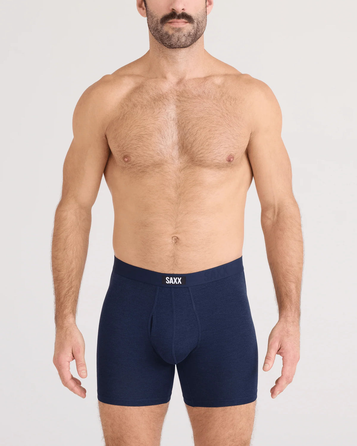 SAXX Vibe Xtra Soft Boxer Brief Dark Navy Heather back view on model — Cloud Nine Pajamas Edmonton