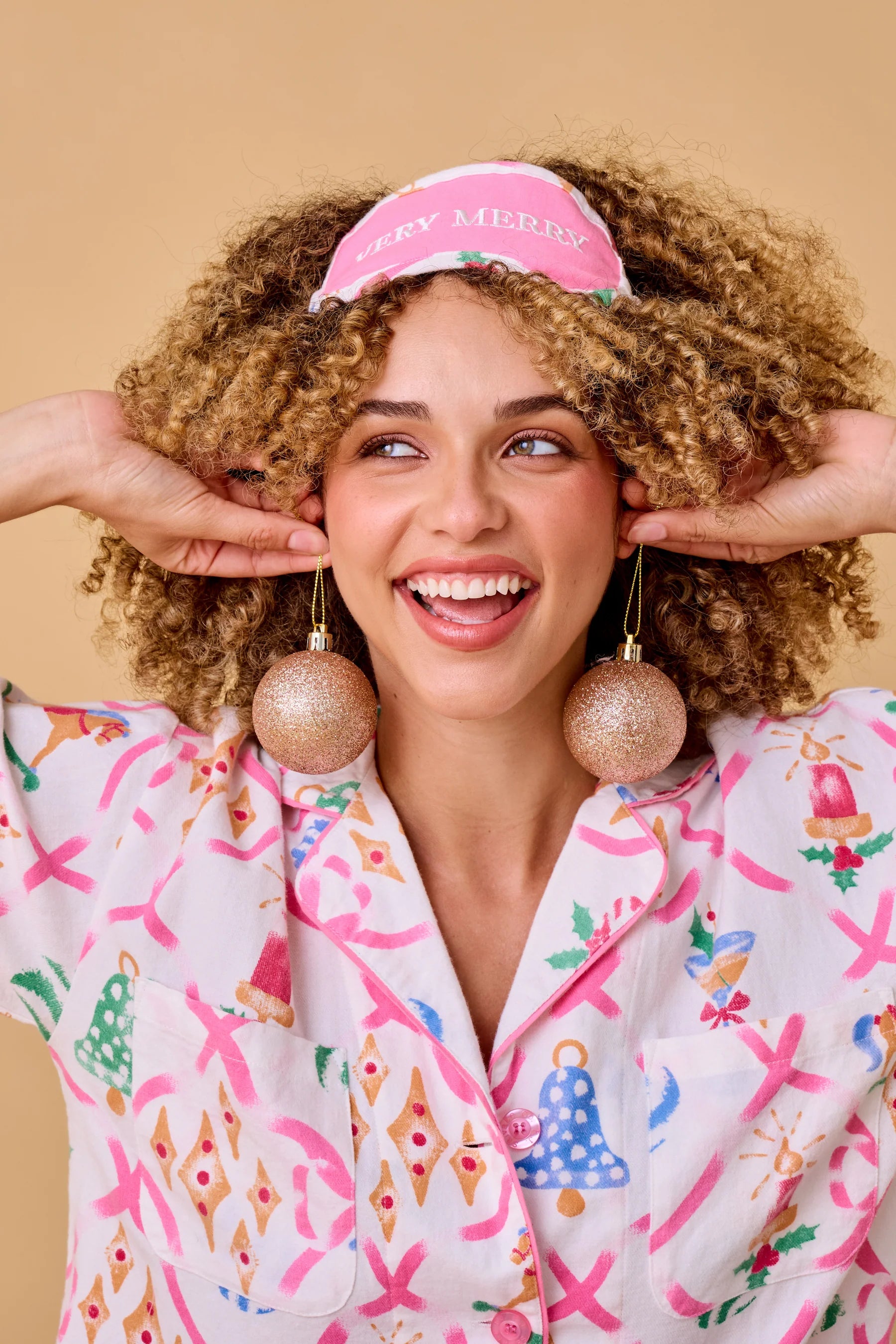 PJ Salvage Deck the Halls Flannel Set model lifestyle — Cloud Nine Pajamas Edmonton