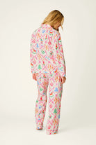 PJ Salvage Deck the Halls Flannel Set model back view — Cloud Nine Pajamas Edmonton