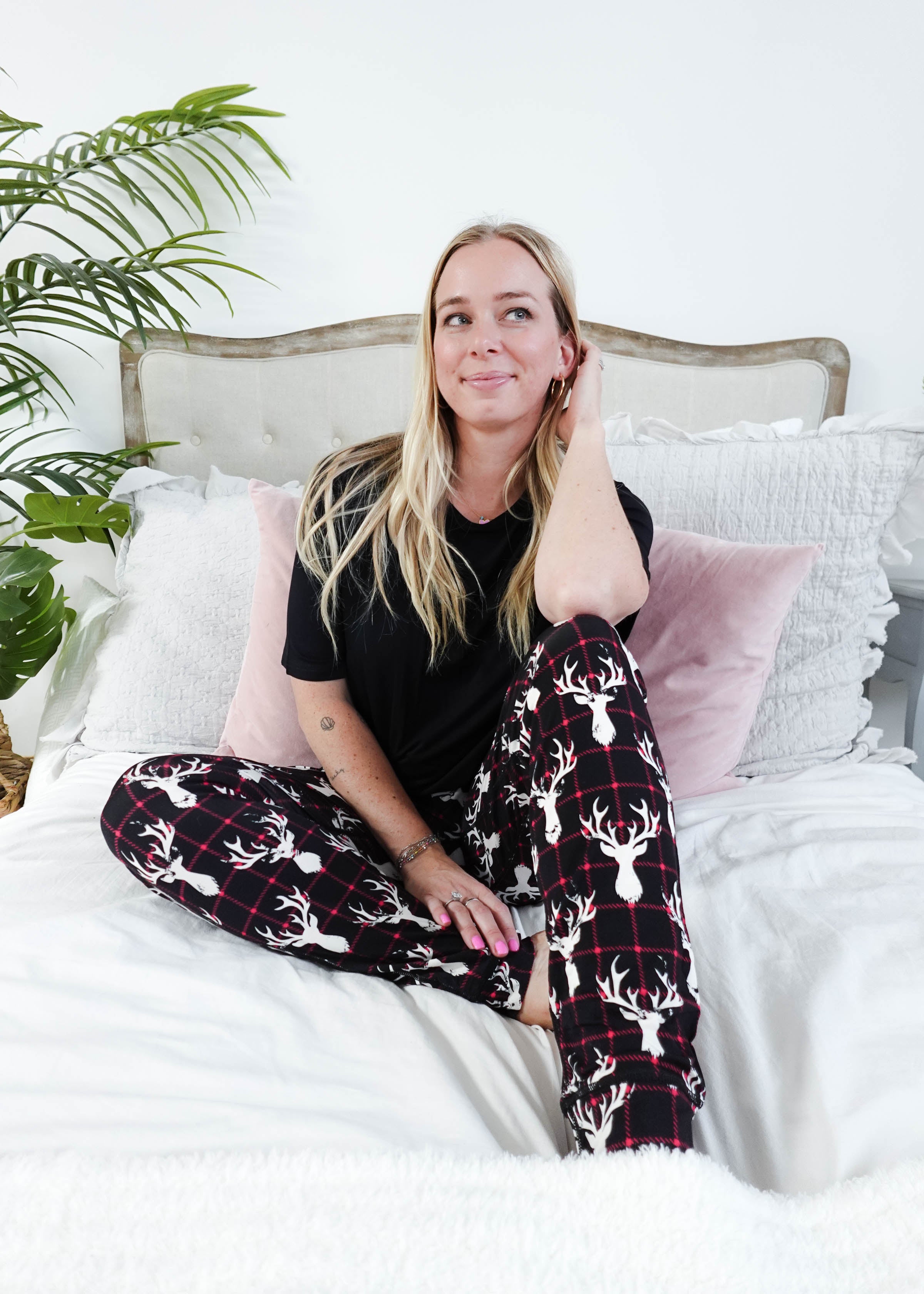 unisex deer plaid printed bamboo jogger bob's sleepwear co