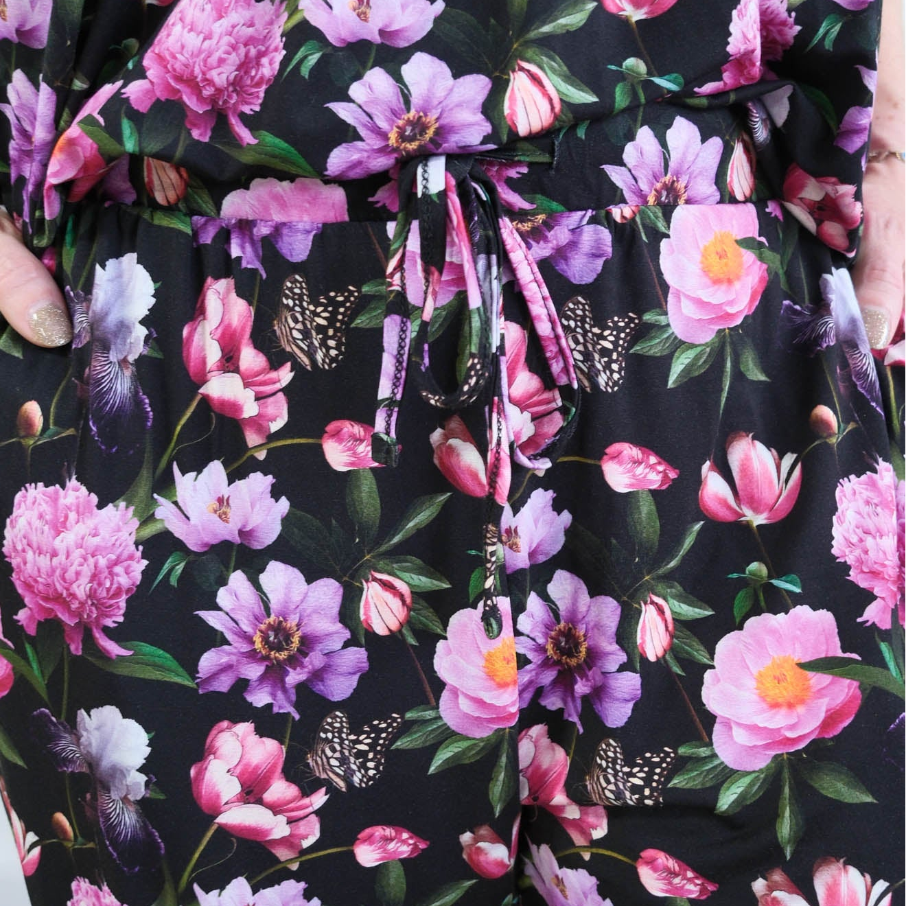 Dreamy Blooms Black FLoral Print Swatch
