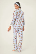 women's blue flannel pj set with pinecone print from pj salvage