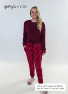 Vino Dreams PJ Long Sleeve Jogger Bamboo Set | GEORGIA RYLAN - model sizing for Robyn, size Medium