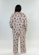women's bamboo button up pj set in gingerbread house print georgia rylan