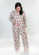women's Gingerbread Dreams Long Sleeve Button Up PJ Set georgia rylan