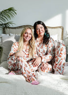 women's bamboo button up pj set in gingerbread house print georgia rylan