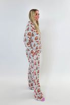 women's bamboo button up pj set in gingerbread house print georgia rylan